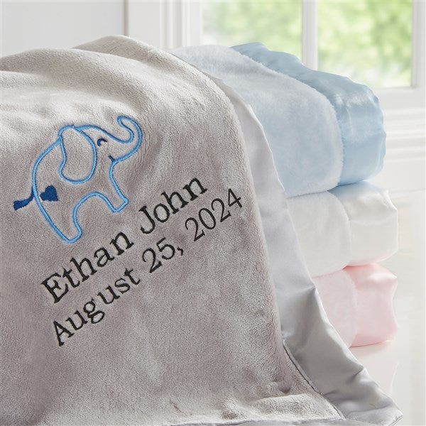Elephant Personalized Baby Blanket for Baby Boy or Girl