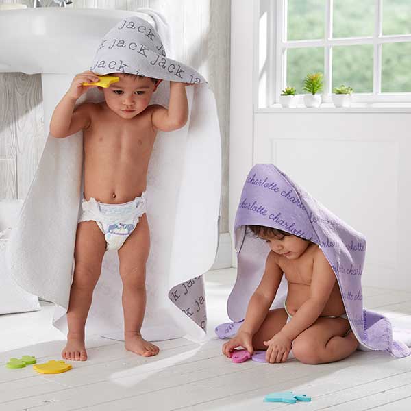 Personalized Hooded Towel - Playful Name - 20611