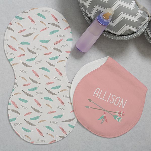 Personalized Burp Cloths Boho Baby