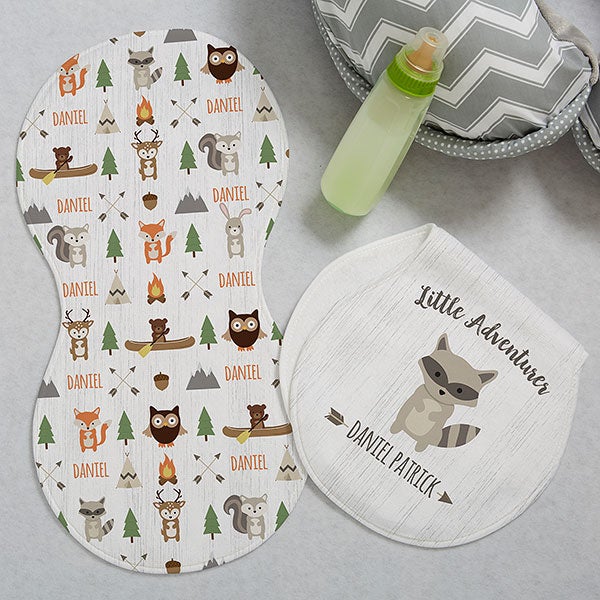 Personalized Burp Cloths - Woodland Adventure - 20619