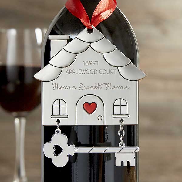 Happy New Home Personalized Ornament Wine Tag - 20634