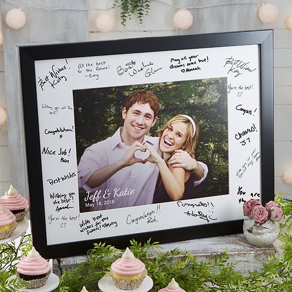 Homokea Autograph Frame Signable Picture Frame Wedding Guest Book 11x14  Wood Frame 5x7 Picture (Frame)