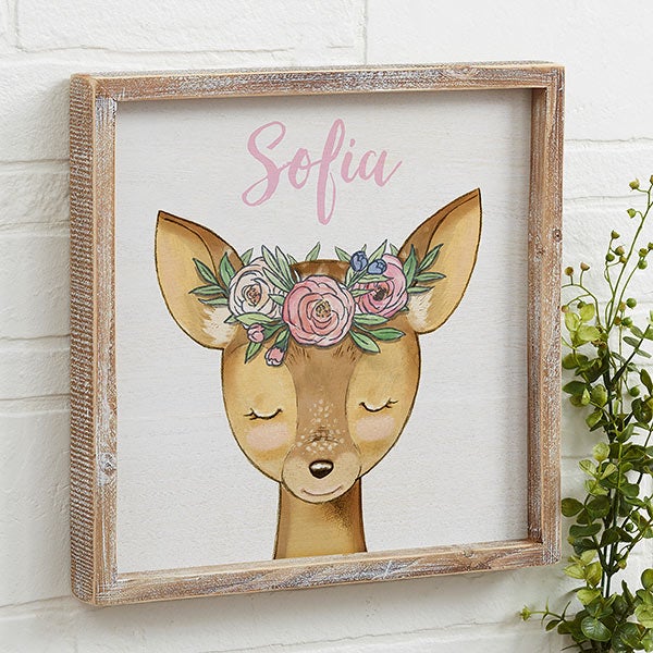 Woodland Baby Girl Personalized Rustic Wall Art - 20687