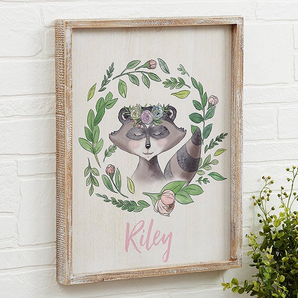 Woodland Baby Girl Personalized Rustic Wall Art - 20687