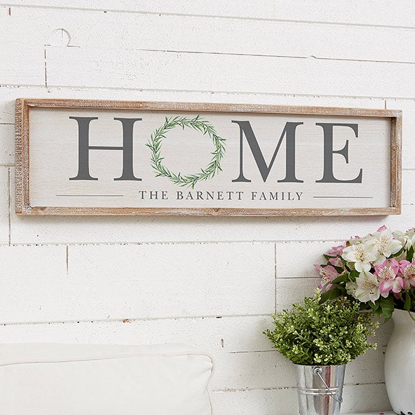 Personalized HOME Wreath Wooden Wall Art Sign - 20691