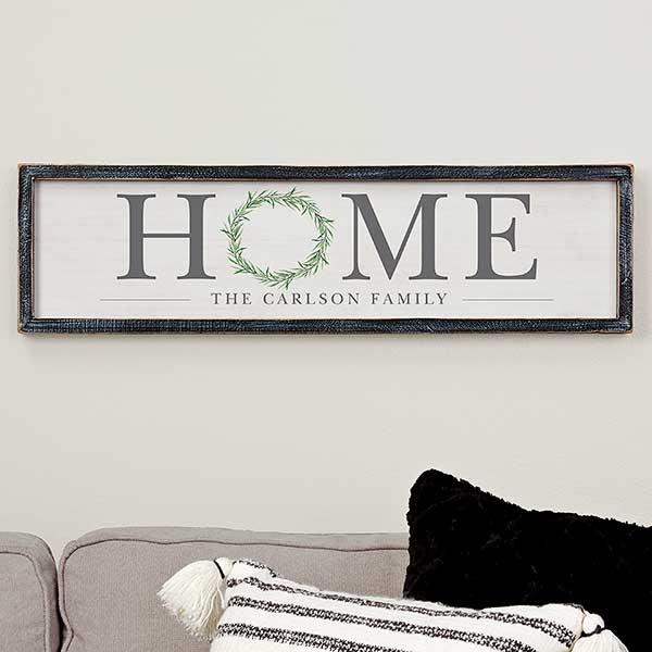 Personalized HOME Wreath Wooden Wall Art Sign - 20691