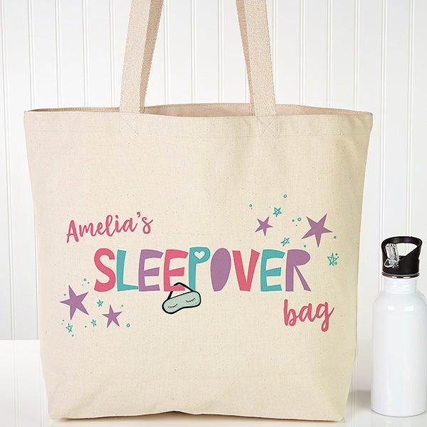 Personalized Girls Sleepover Tote Bag