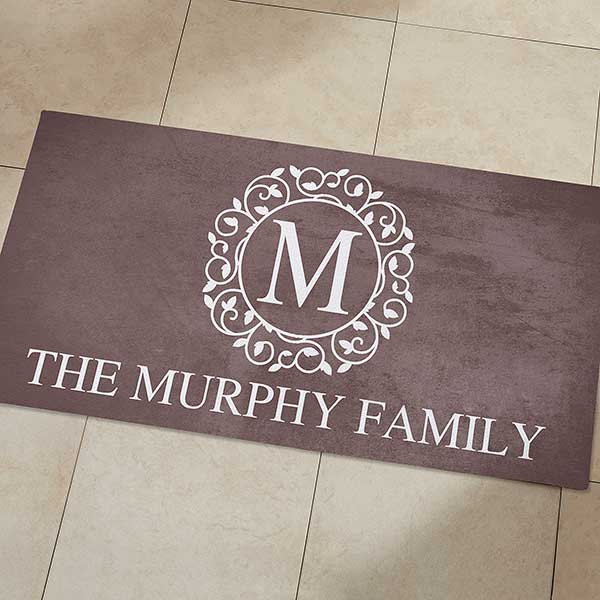 Personalized Kitchen Mats - Circle & Vine Monogram - 20892