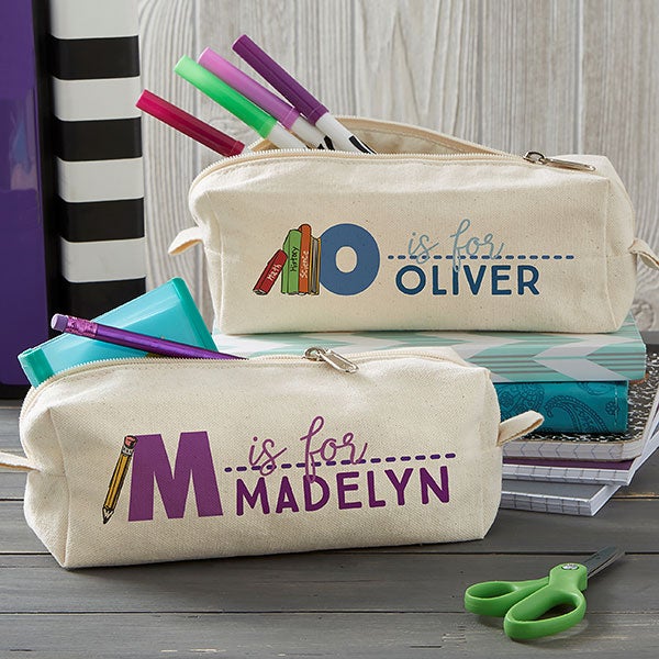 Kids Name Personalized Canvas Pencil Case