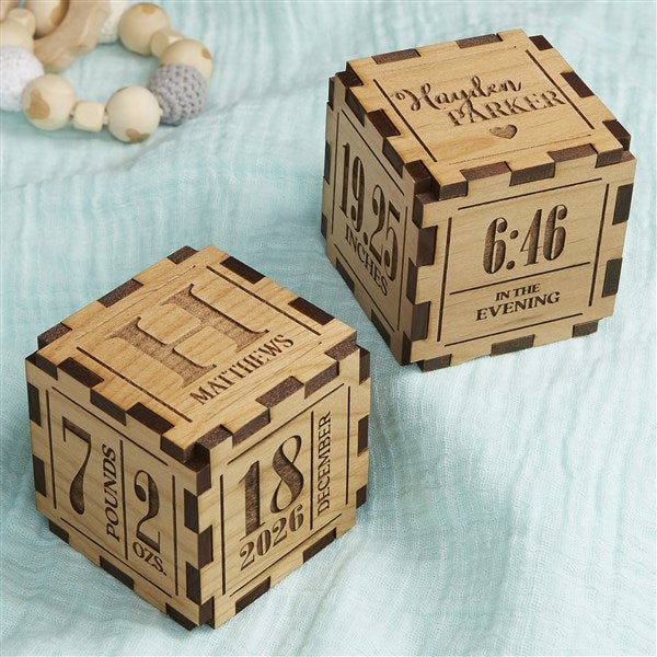 Paris & Chaya Personalised Wooden Money Box – Custom Engraved Baby Gift For Births, Christenings, Birthdays – UK Made