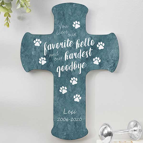 Paw Prints On My Heart Personalized Wall Cross - 20956