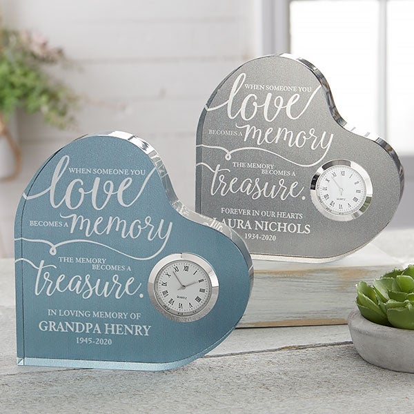 Personalized Heart Shaped Clock Memorial Gift - 20959