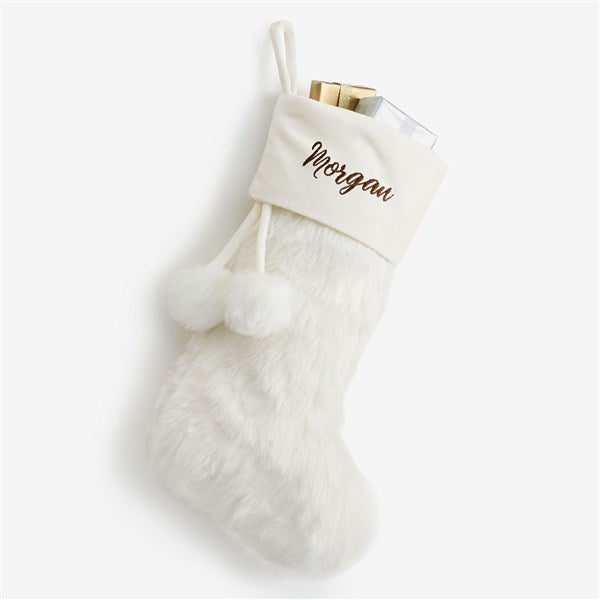 Embroidered Faux Fur Christmas Stocking - 20986