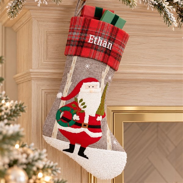 Personalized Plaid Character Christmas Stockings - 20996