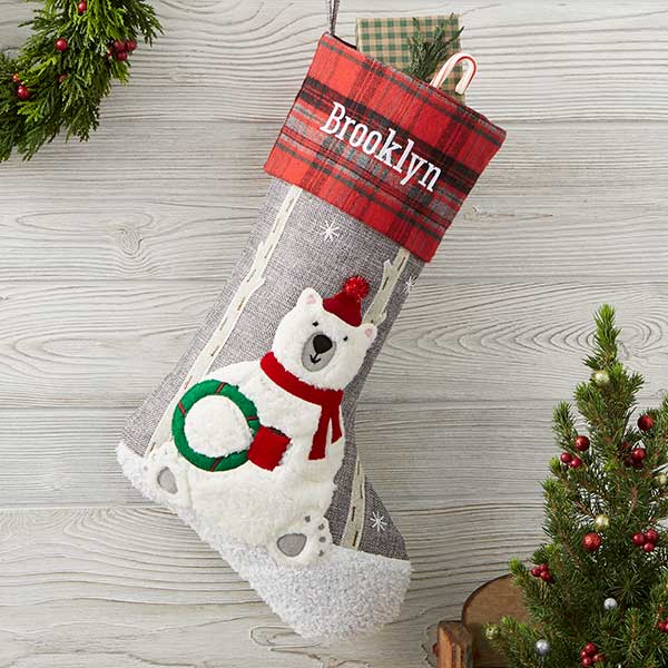 Personalized Plaid Character Christmas Stockings - 20996