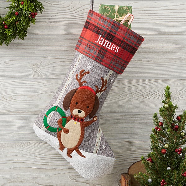 Personalized Plaid Character Christmas Stockings - 20996