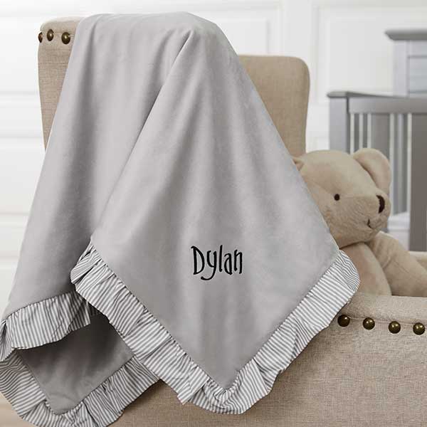 Custom Embroidered Baby Blanket Grey Velour