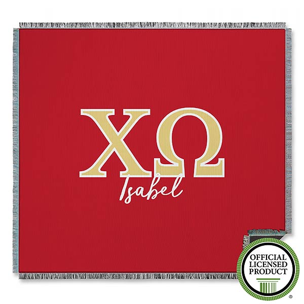 chi omega personalized greek letter woven throw sorority gifts chi omega greek letters
