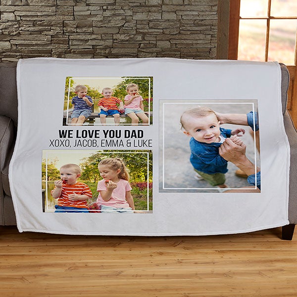 Personalized Blankets For Men - Three Photo Collage - 21053