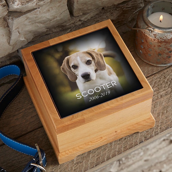 Pet Dog//Cat memorial Cremation Urn Wood Lasered Sublimation Tile Photo 5x5 Small