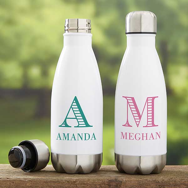 Striped Monogram Personalized Insulated Water Bottles - 21084