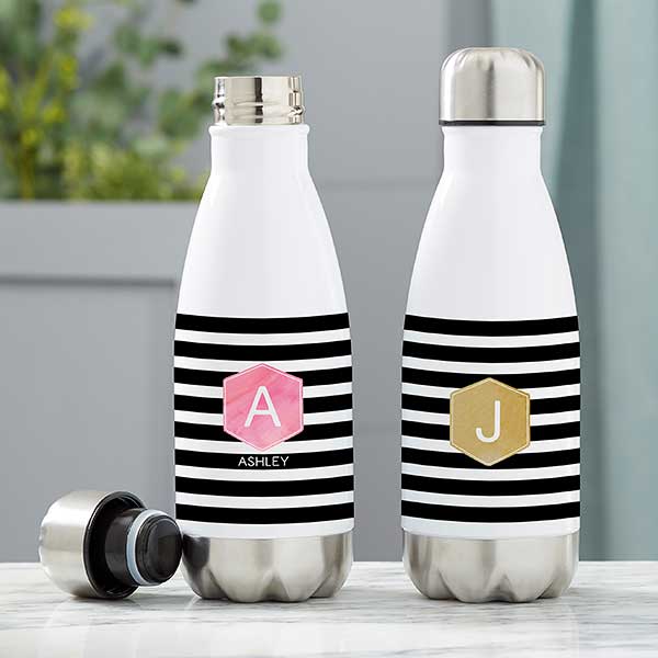 Modern Stripe Personalized Insulated Water Bottles - 21088