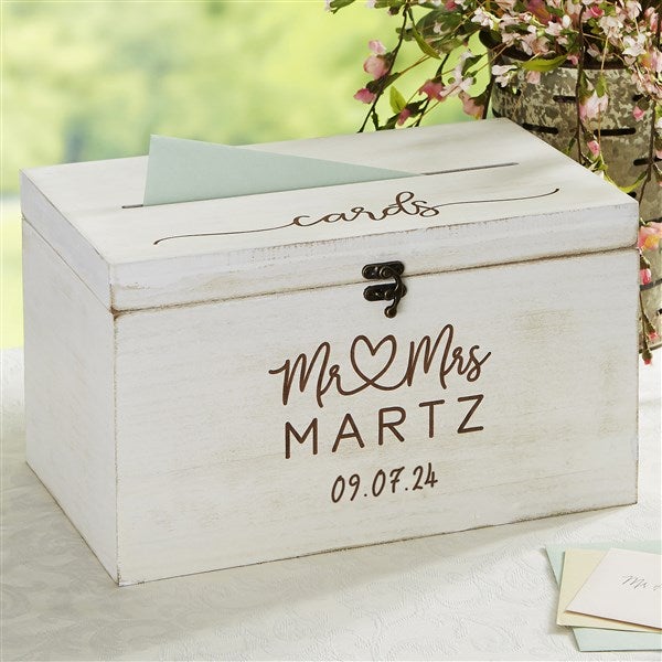 Infinite Love Personalized Wedding Wood Keepsake Card Box