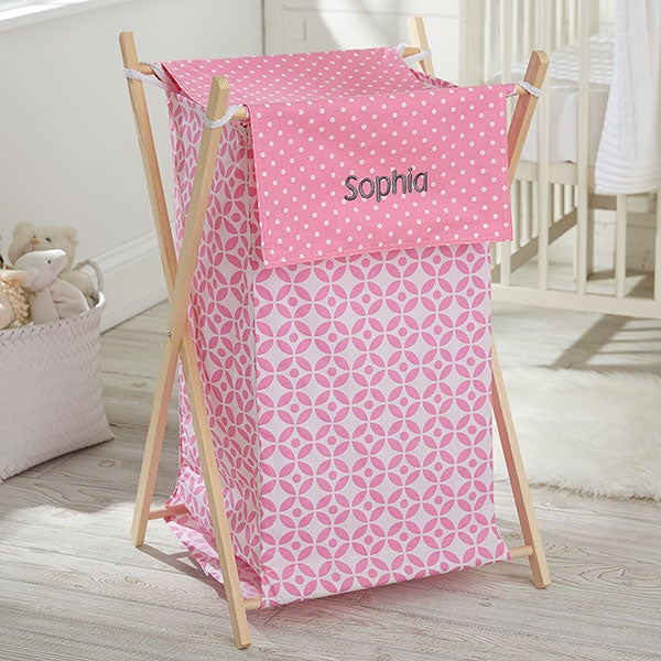 Personalized Collapsible Baby Laundry Hamper Pink