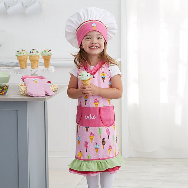 Baking Cooking Customised Childrens Name Personalised Head Chef Kids Apron 