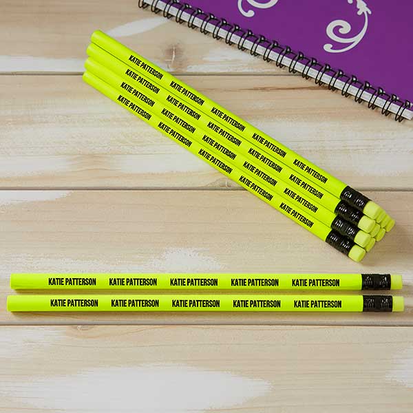 Personalized Pencils - Neon Yellow - Set of 12 - 21148