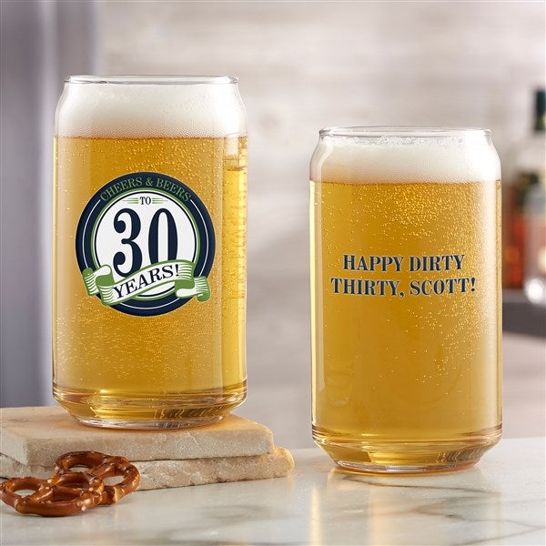 Personalized Happy Birthday Beer Glass - Cheers & Beers - 21152