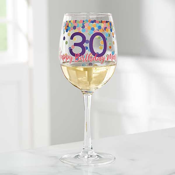 Confetti Cheers Personalized Birthday Wine Glasses - 21157