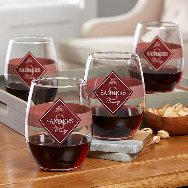 Family Winery Personalized Wine Glasses - 21159