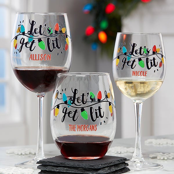 Let's Get Lit Wine Glasses