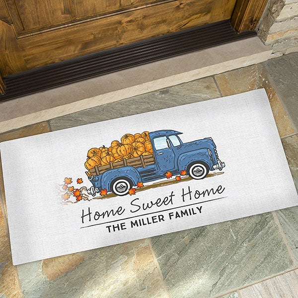 Vintage Fall Truck 24x48 Personalized Fall Doormat