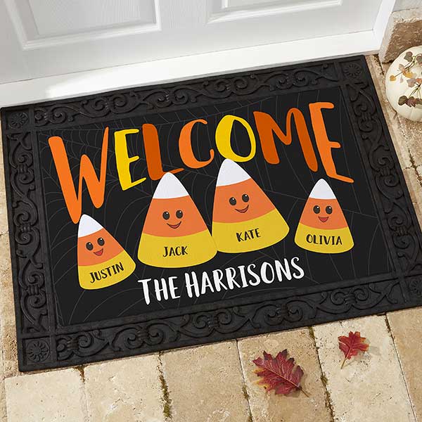 Personalized Halloween Doormats Candy Corn Family