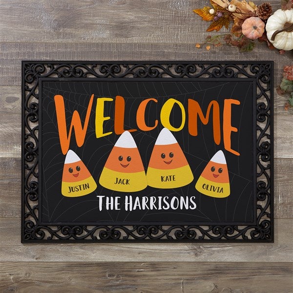 Halloween Doormat  Personalized Halloween Family Welcome Doormat