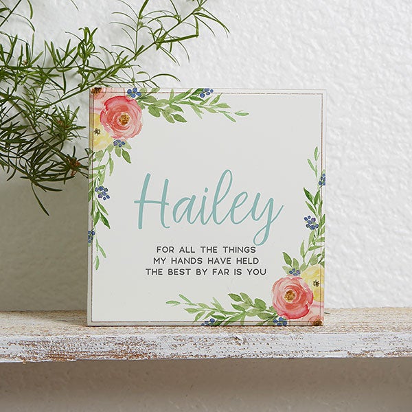 Floral Baby Nursery Decor Personalized Shelf Block - 21184