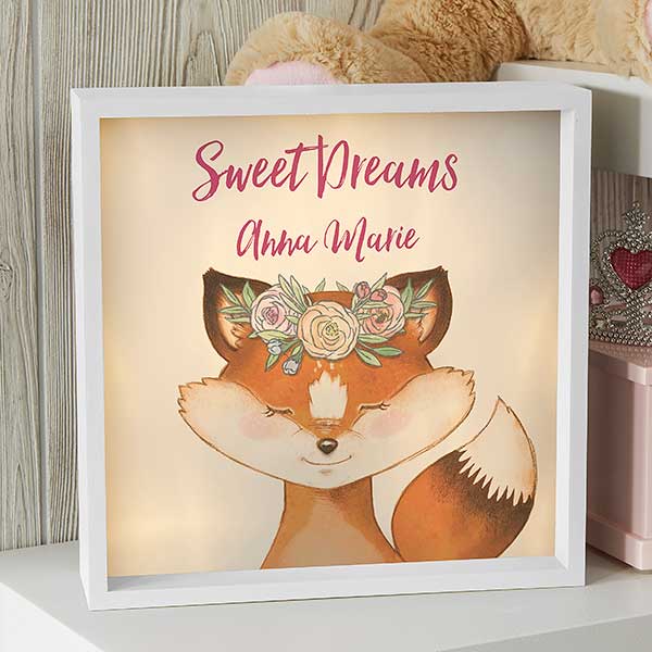 Personalized LED Shadow Box - Woodland Floral Fox - 21187