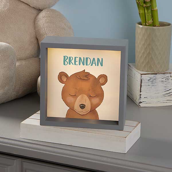 Personalized LED Shadow Box Woodland Bear