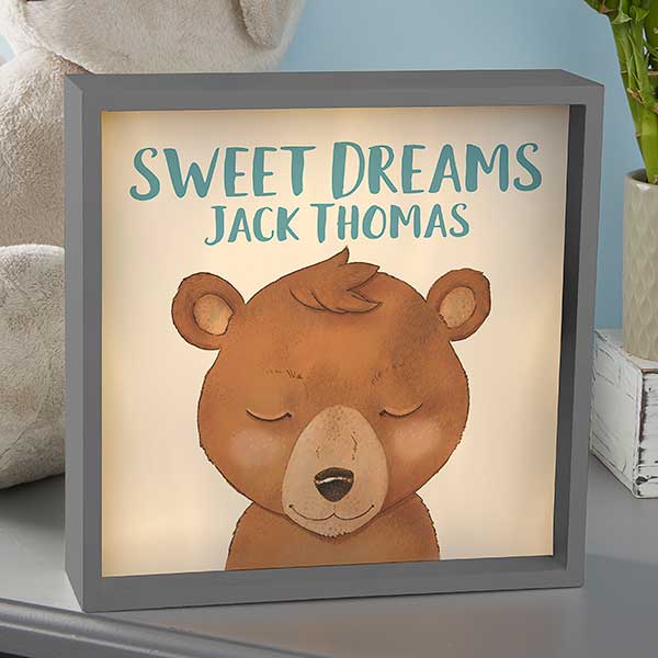 Personalized LED Shadow Box - Woodland Bear - 21188