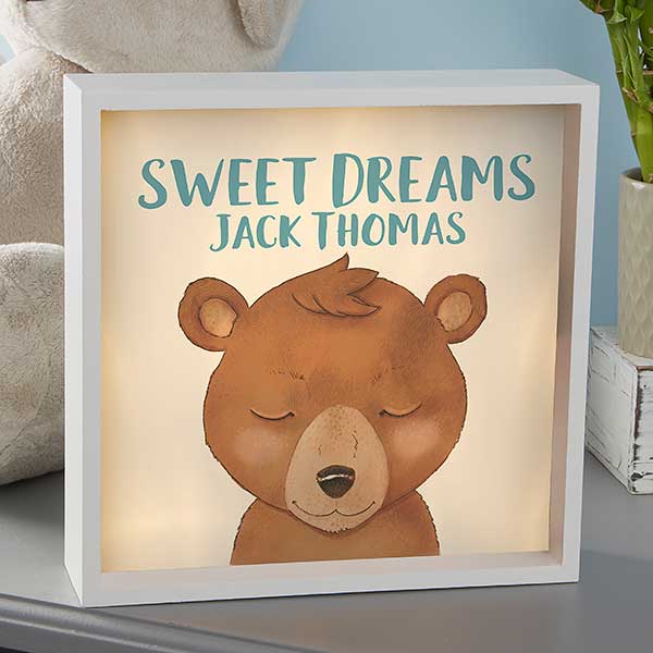 Personalized LED Shadow Box - Woodland Bear - 21188