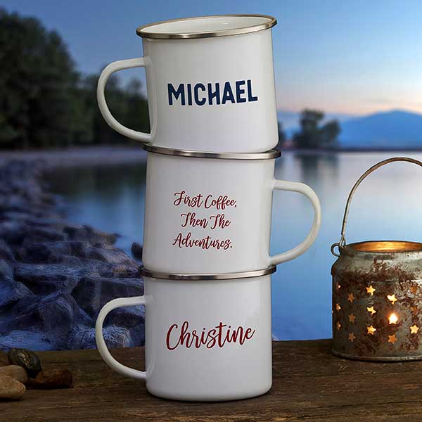 Best Gifts for 17 Year Old Boyfriend:Your Own Text  Camping Mugs