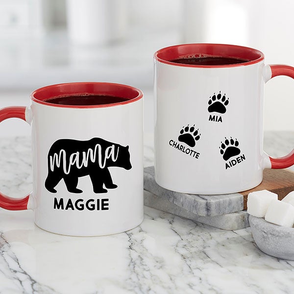 Personalized Mothers Day Gifts from Daughter or Son Mom Cup Mama Bear Birthday Gifts for Mom Custom Mama Bear Mug with Kids Names Up to 9 Names 11 or 15 Oz 