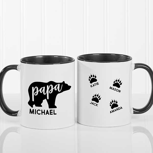 Papa Bear Personalized Black Coffee Mug