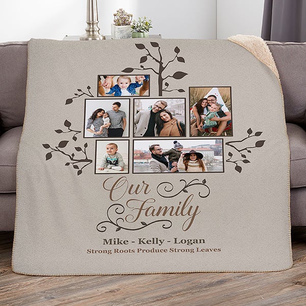 Photo Family Tree Personalized Blankets - 21288