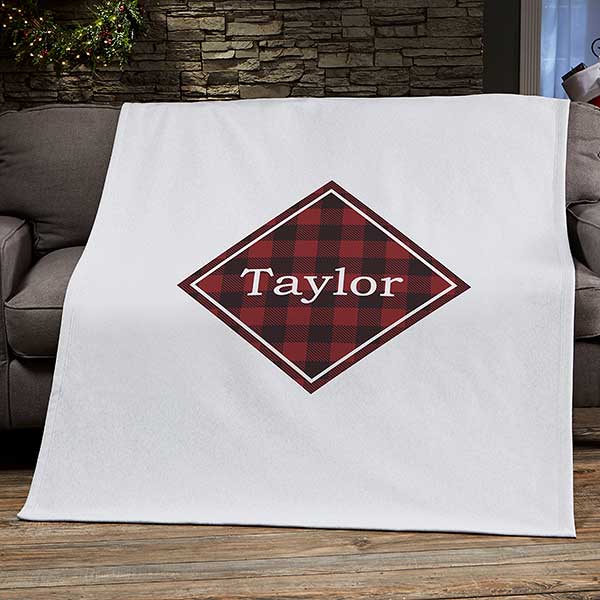 Cozy Cabin Personalized Buffalo Check Blankets - 21303