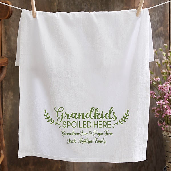 Personalized Tea Towel - Grandkids Spoiled Here - 21369