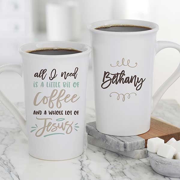 Little Bit Of Coffee And A Whole Lot Of Jesus Personalized Coffee Mugs - 21392