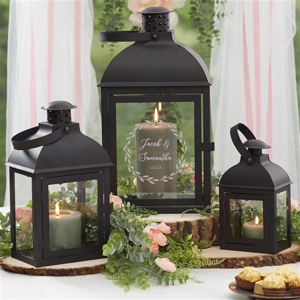 Personalized Wedding Decor - Engraved 3 Piece Lantern Set - 21395